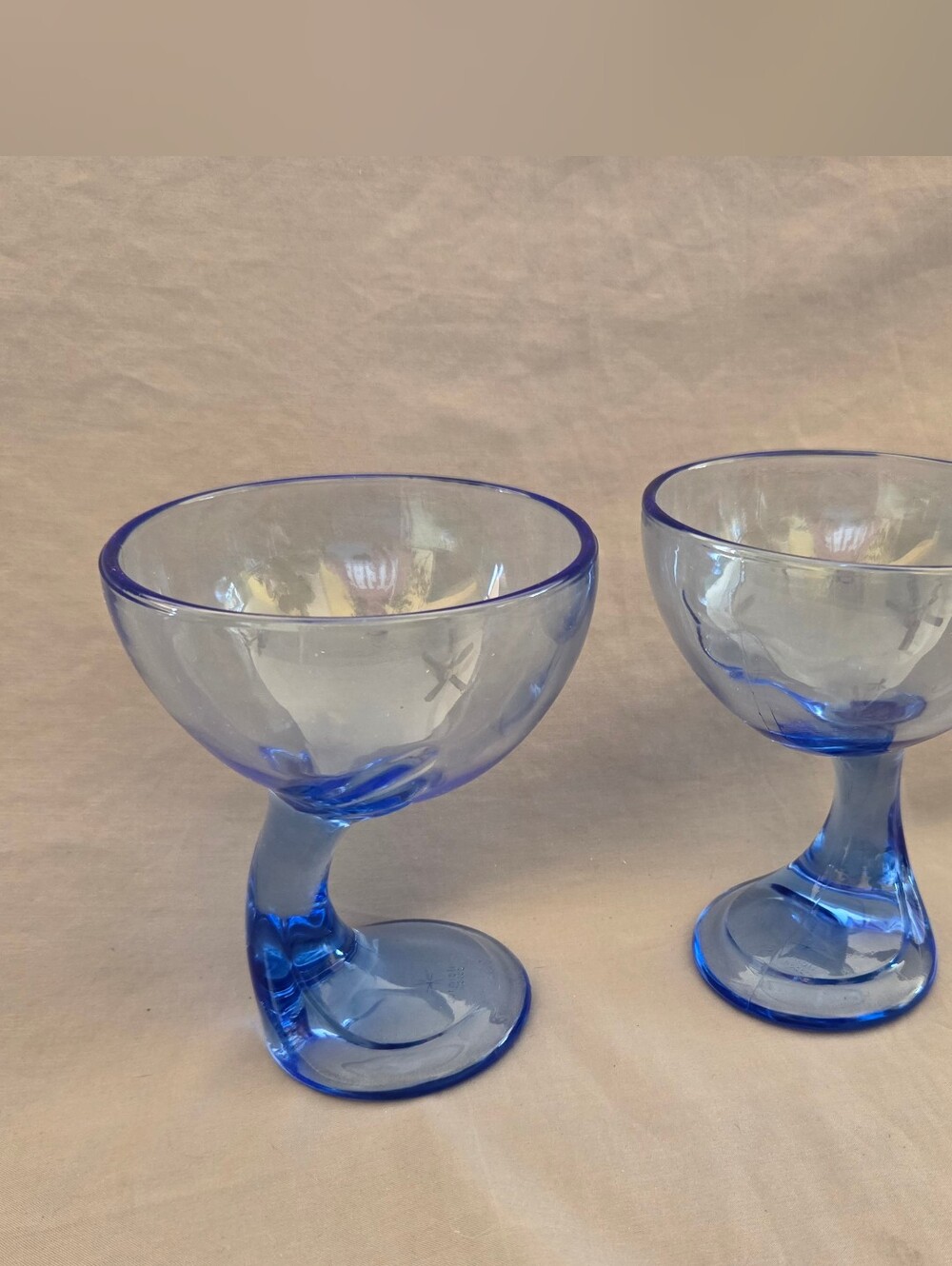 Set of 2 Blue Glass Desert Bowls By Bomioli